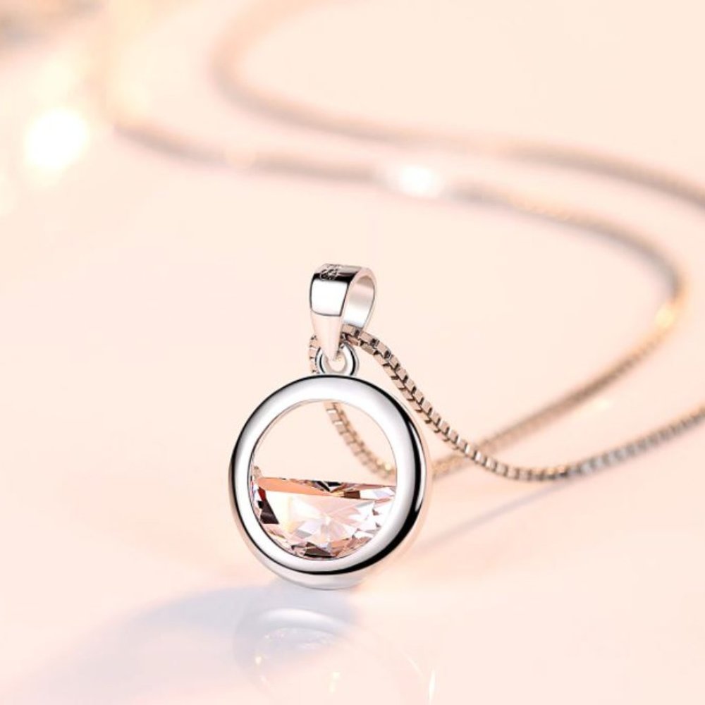 NEW 925 Sterling Silver Crystal Necklace - Picture 2 of 5